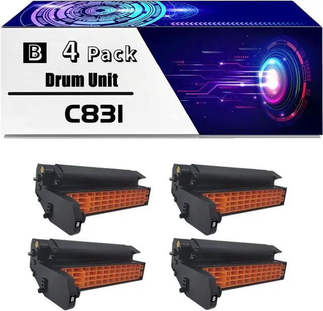 Main image of C831 Drum Unit is Compatible for Okidata OKI C831 C831DN C831N MC873dn MC873dnc MC873dnx Printers, High Yield 40000 Pages, with Chip for Long-Lasting Durability (4 Pack Black)