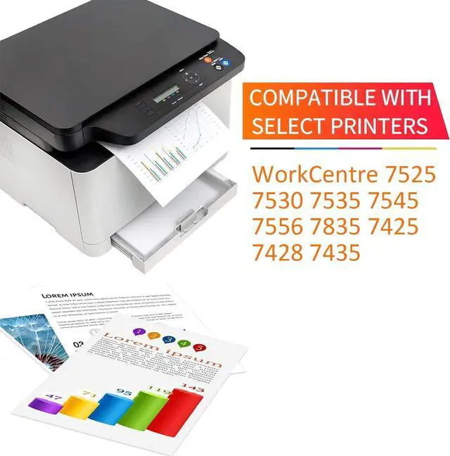Alt view image 2 of 7 - Compatible Drum Unit Replacement for Xerox WC7525 013R00662 013R00647 for Use with WorkCentre 7525 7530 7535 7545 7556 Printer 1 Universal Drum