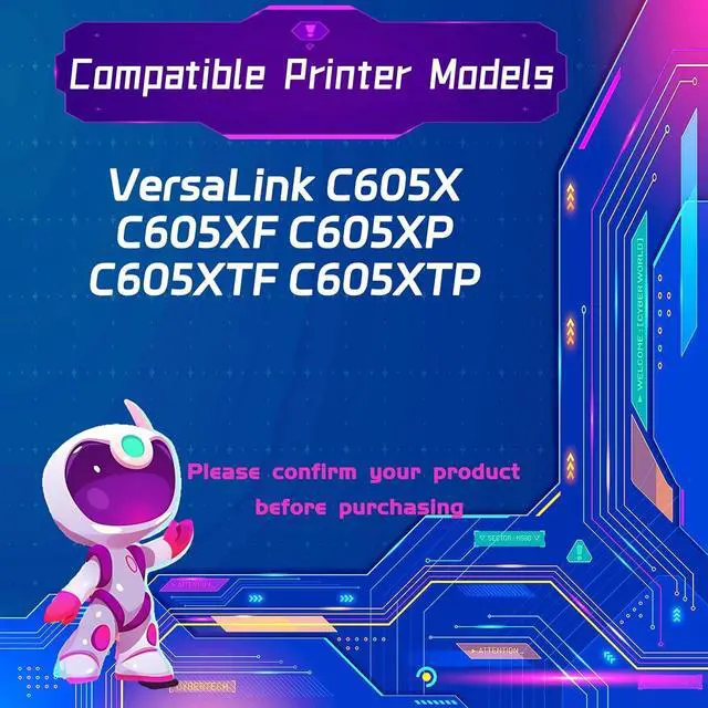 Alt view image 2 of 7 - 106R03931 Toner Cartridges is Compatible for Xerox VersaLink C605X C605XF C605XP C605XTF C605XTP Printers, High Yield 26900 Pages, with Chip for Long-Lasting Durability (4-Pack BK/C/M/Y)