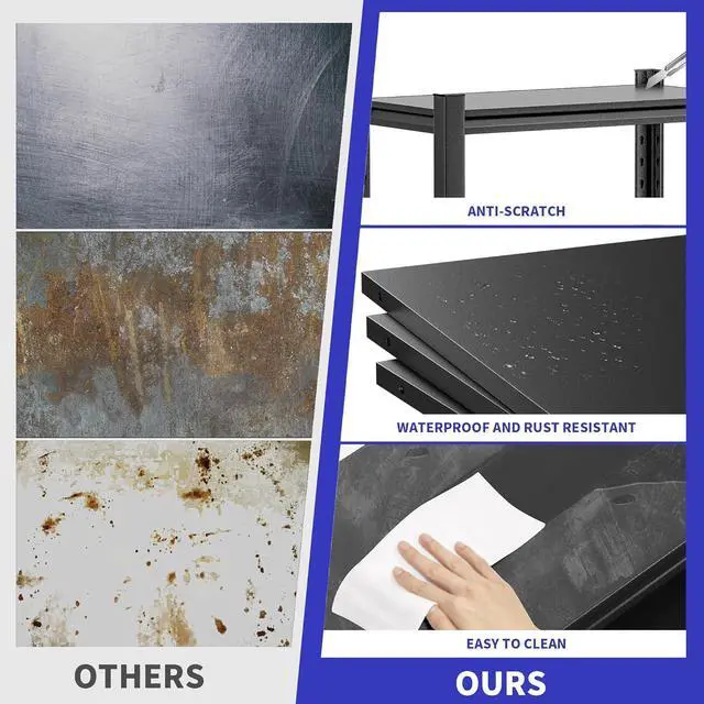 Alt view image 4 of 7 - Garage Shelving Unit Rustproof 72" H3000bls Heavy Duty Storage Shelves Easy Assembly 5 Tier Adjustable Metal Steel Utility Shelf Rack Garage Storage Organize for Tools,Basement,Warehouse