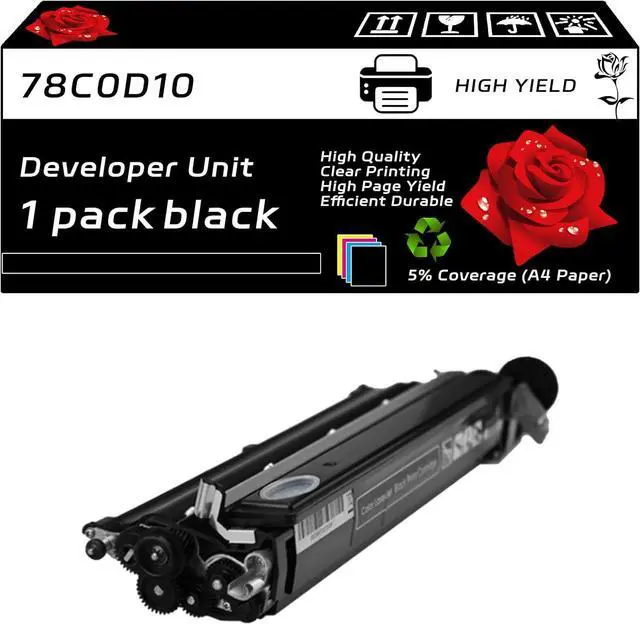 Main image of 78C0D10 Developer Unit Compatible for Lexmark C2325 C2425 C2535 C2240 MC2325 MC2425 MC2535 MC2640 XC2235 4240 Printers, with Chip, High Yield 22500 Pages, Clear Printing (Black)