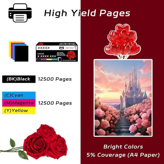 Alt view image 3 of 7 - CS421 Developer Unit Compatible for Lexmark CS421 CS521 CS622 CX421 CX522 CX622 CX625 Printers, with Chip, High Yield 12500 Pages, Clear Printing (Cyan)