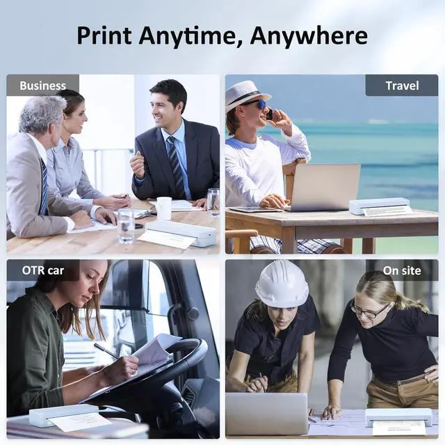 Alt view image 5 of 6 - Inkless Portable Printer for Travel, Wireless Thermal Printer Supports 8.5" x 11" US Letter Size, Bluetooth Machine Includes Carry Case and 3 Rolls of Thermal Paper Kit, Blue