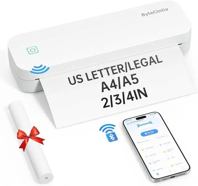 Main image of Portable Printer for Travel, Bluetooth Thermal Printer Supports 8.5 x 11 Inch US Letter Size, Compatible with Android and iOS & Laptop Inkless Mobile for Office, Car, School