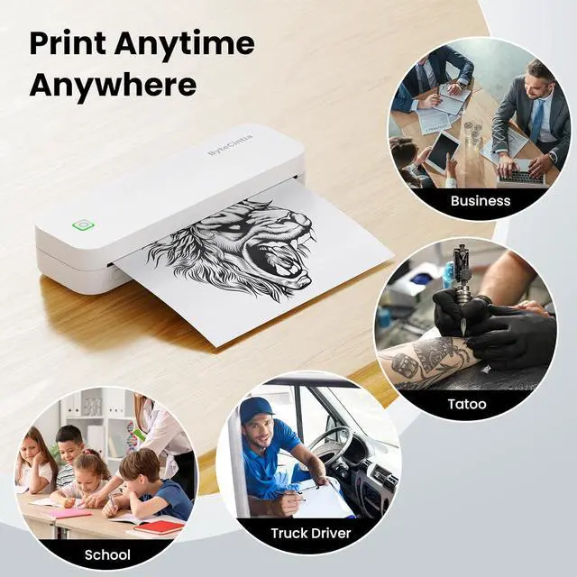 Alt view image 6 of 7 - Portable Printer for Travel, Bluetooth Thermal Printer Supports 8.5 x 11 Inch US Letter Size, Compatible with Android and iOS & Laptop Inkless Mobile for Office, Car, School