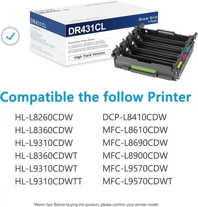 Alt view image 3 of 7 - DR431CL Drum Unit 30,000 Pages DR-431CL Replacement for Brother DR431 Work with MFC-L8900CDW Drum HL-L8360CDW HL-L8260CDW MFC-L8610CDW(DR 431CL 1-Pack; Toner Not Included)