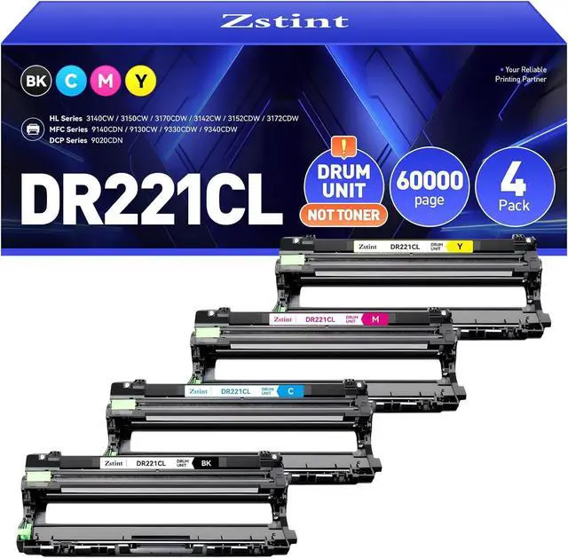 Main image of DR221CL Drum Unit (Not Toner)4-Pack Compatible for Brother DR-221CL Imaging Drum for MFC-9130CW HL-3170CDW MFC-9340CDW HL-3140CW 3150CW MFC-9330CDW 9140CDN DCP-9020CDN Printer Black Cyan Yellow Magent