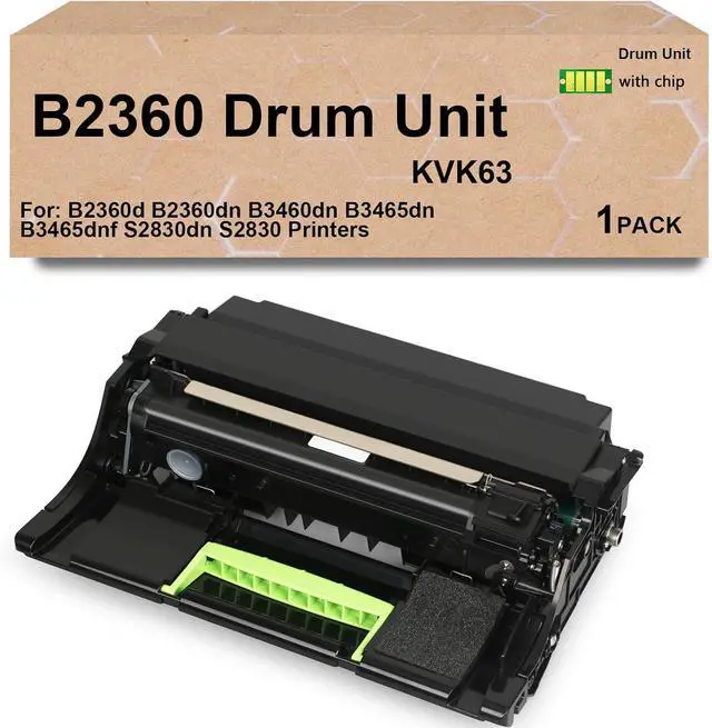 Main image of B2360 Black Drum Unit 331-9810 331-9811 Replacement for Dell KVK63 Imaging Unit B2360d B2360dn B3460dn B3465dn B3465dnf S2830dn S2830 Printer(1-Pack)