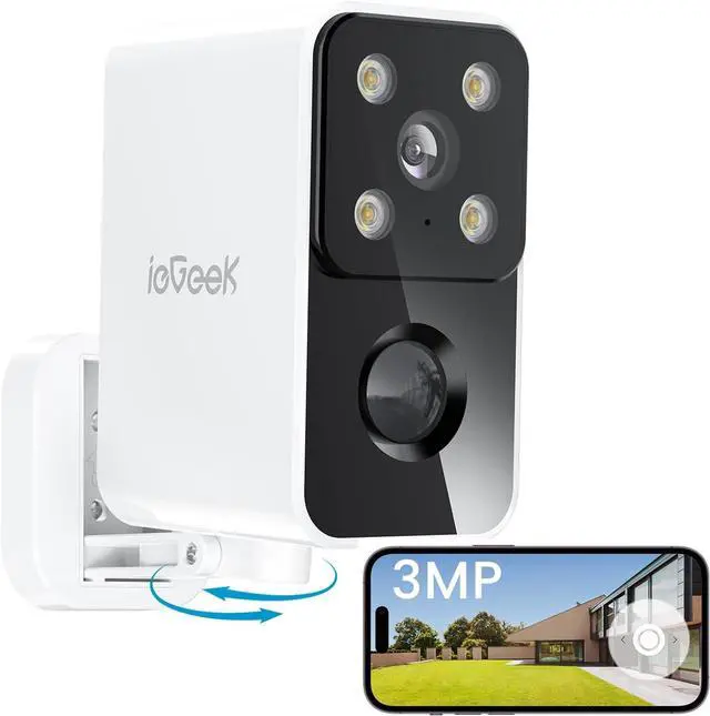 Main image of ieGeek Security Cameras Wireless Outdoor Pan Rotating 180° Home Security Cameras, 2.4G WiFi Camera Battery Powered with 2K Color Night Vision, Smart AI Detection, 2-Way Audio, Local/Cloud Storage,IP65