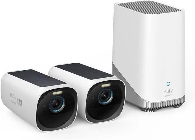 Main image of Gadpiparty eufy Security S330 eufyCam 3 2-Cam Kit, Security Camera Outdoor Wireless, 4K Camera with Solar Panel, Forever Power, Face Recognition AI, Expandable Local Storage up to 16TB, No Monthly Fe