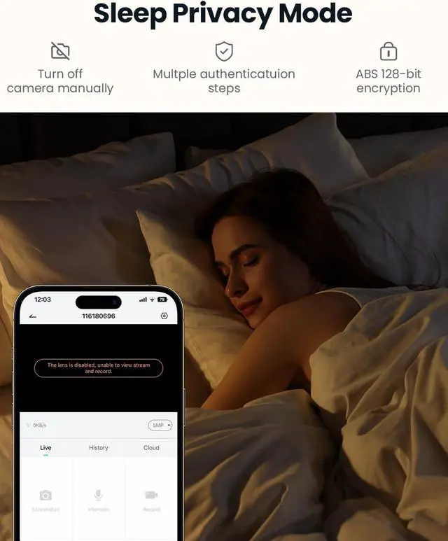 Alt view image 7 of 7 - ieGeek 2K Indoor Security Camera, 5G/2.4G WiFi Pet Cameras for Home Security, 360° Dog Cam w/Auto Tracking, Smart Motion Detection, Phone App, Baby Monitor, 3MP Night Vision, Works with Alexa(2 Pack)