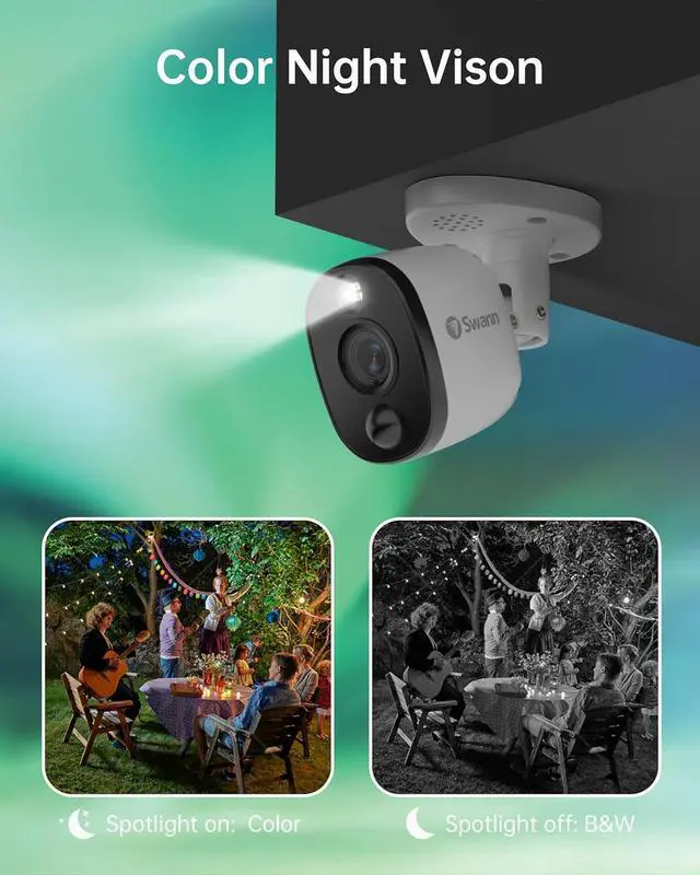 Alt view image 4 of 7 - Swann Add-On DVR Bullet Security Camera System with Sensor Spotlight, 4K Ultra HD Video, Indoor or Outdoor Design, Dusk to Dawn Color Night Vision Plus True Detect Heat and Motion Detection, 1 Pack