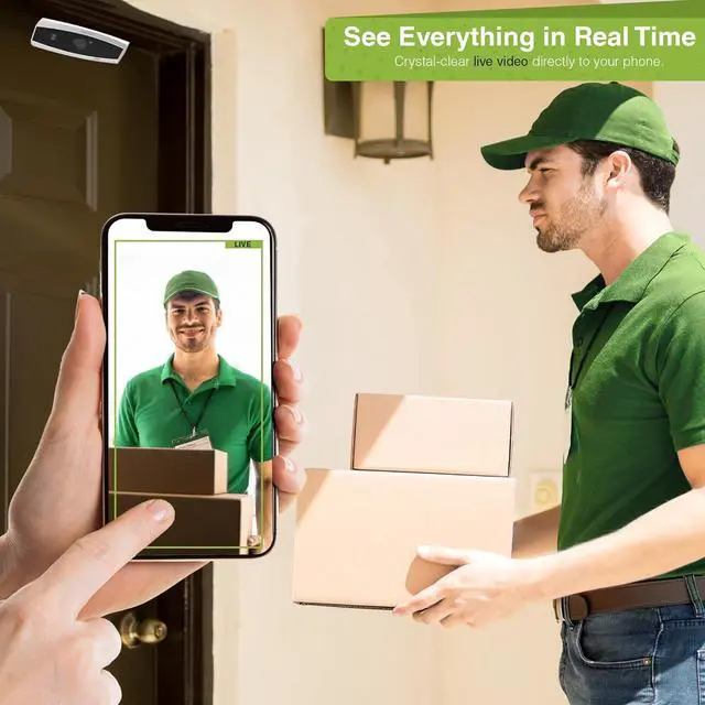 Alt view image 2 of 7 - Remo+ DoorCam 3 Over-The-Door Wireless Security Camera, 3-Day Rolling Video Storage with No Subscription, 1080p Video, Night Vision, 2-Way Talk, AI with Human Detection & Alexa Compatibility