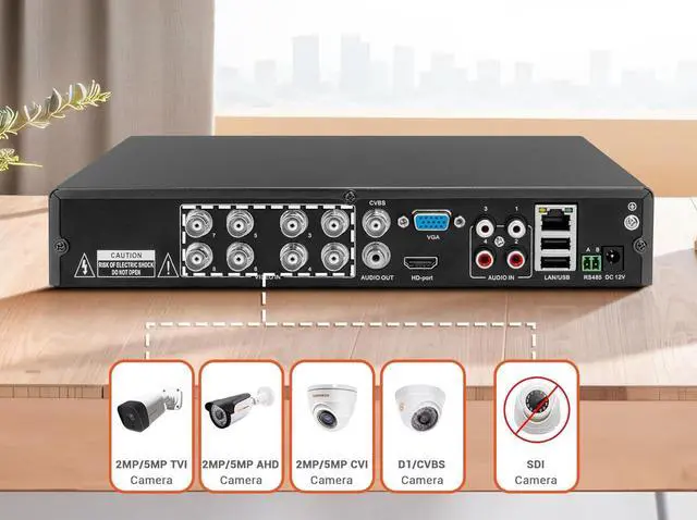 Alt view image 3 of 7 - TIGERSECU Super HD 1080P 8 Channel DVR Security Recorder with 2TB Hard Drive, Hybrid 6-in-1 CCTV DVR Recorder Compatible with 2MP and 5MP TVI, AHD, CVI, CVBS, RS485 PTZ and IP Security Cameras