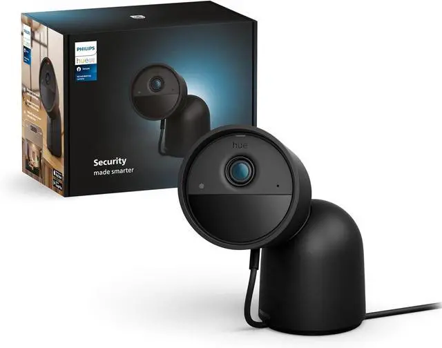 Main image of Philips Hue Secure Desktop Wired Smart Home Security Camera, Black - 1 Pack - 1080P HD Video - Night Vision - Motion Detection - Two-Way Talk - Indoor/Outdoor - Weatherproof - Works with Hue App