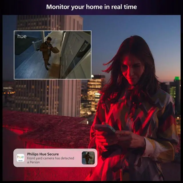 Alt view image 3 of 7 - Philips Hue Secure Desktop Wired Smart Home Security Camera, Black - 1 Pack - 1080P HD Video - Night Vision - Motion Detection - Two-Way Talk - Indoor/Outdoor - Weatherproof - Works with Hue App
