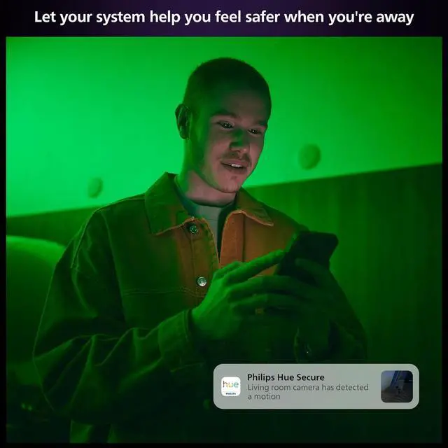 Alt view image 7 of 7 - Philips Hue Secure Desktop Wired Smart Home Security Camera, Black - 1 Pack - 1080P HD Video - Night Vision - Motion Detection - Two-Way Talk - Indoor/Outdoor - Weatherproof - Works with Hue App