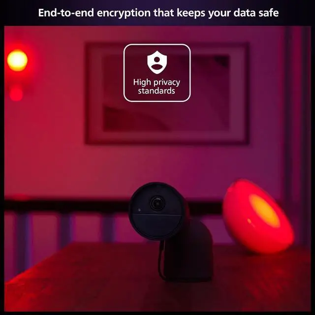 Alt view image 4 of 7 - Philips Hue Secure Desktop Wired Smart Home Security Camera, Black - 1 Pack - 1080P HD Video - Night Vision - Motion Detection - Two-Way Talk - Indoor/Outdoor - Weatherproof - Works with Hue App