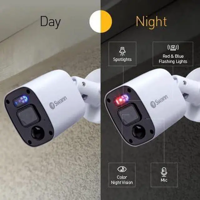 Alt view image 2 of 7 - Swann Add-On DVR Flashing Light Bullet Cam with Sensor Spotlight, 1080P Video, Indoor or Outdoor Design, Dusk to Dawn Color Night Vision Plus True Detect Heat, Motion Detection, and One Way Audio