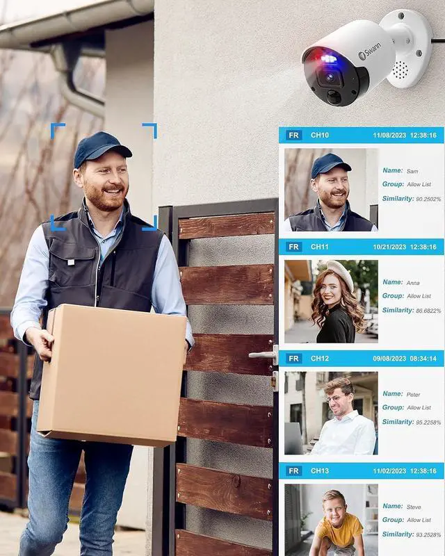 Alt view image 5 of 6 - Swann Home Security Camera, POE Cat5e NVR 4K HD Video, Indoor Outdoor Wired Surveillance CCTV, Color Night Vision, Heat Motion Detection, Flashing LED Lights, Advanced Analytics in Each Cam, 900BE