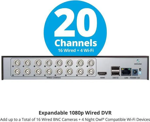 Alt view image 6 of 7 - Night Owl 2-Way Audio 20 Channel 1080p Video Home Security DVR with 1TB Hard Drive (Add up to 20 Total Cameras) (1 TB)
