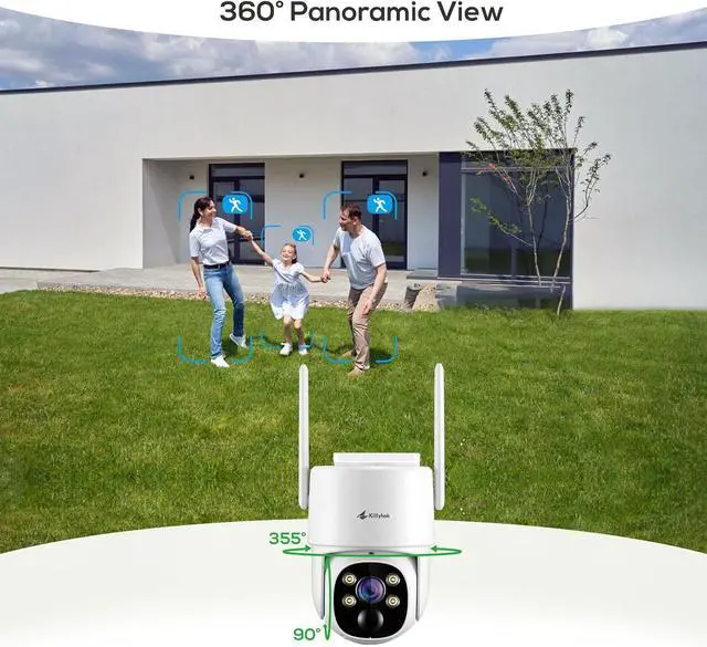 Alt view image 2 of 7 - Kittyhok PT Solar Camera Security Outdoor | 2K FHD Security Camera Wireless Outdoor, Solar Battery Powered, Color Night Vision, Smart Detection, IP66 Weatherproof, Local Recording for Home Security