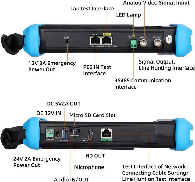 Alt view image 3 of 7 - Koolertron 7" IPS Touch Screen 4K H.265 IP Camera Tester - IPC-9800 Plus,CCTV, CVBS, Analog Tester, Built-in WiFi, POE, HDMI, RJ45 TDR, Dual Window, 8GB TF Card, Firmware