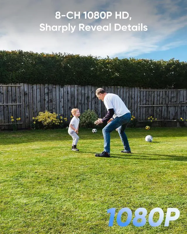 Alt view image 2 of 7 - SANNCE 1080P Security Camera System 8CH Home Surveillance DVR and 8PCS 1080P Weatherproof Outdoor CCTV Camera with 100ft Night Vision, Easy Remote Access, Smart Playback(1TB HDD)