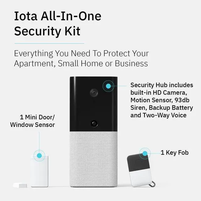Alt view image 2 of 6 - Abode Iota All-in-One Security Kit with Integrated Camera, Alarm, Key Fob, Motion & Door/Window Sensors - DIY Installation - Optional Professional Monitoring - Works with HomeKit, Alexa & Google Home