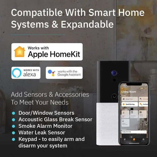 Alt view image 5 of 6 - Abode Iota All-in-One Security Kit with Integrated Camera, Alarm, Key Fob, Motion & Door/Window Sensors - DIY Installation - Optional Professional Monitoring - Works with HomeKit, Alexa & Google Home