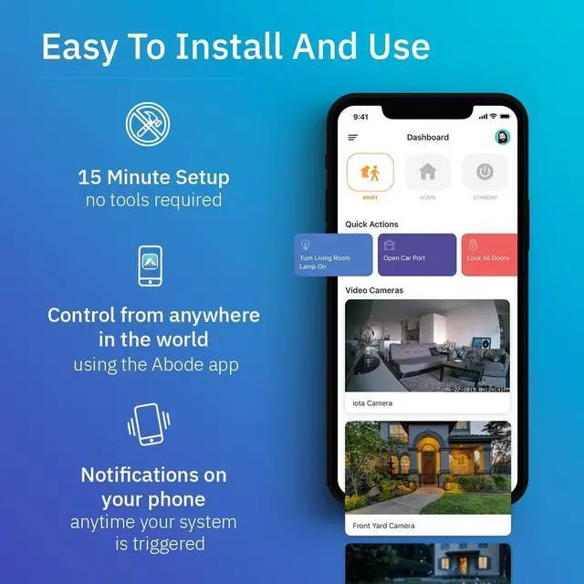 Alt view image 6 of 6 - Abode Iota All-in-One Security Kit with Integrated Camera, Alarm, Key Fob, Motion & Door/Window Sensors - DIY Installation - Optional Professional Monitoring - Works with HomeKit, Alexa & Google Home