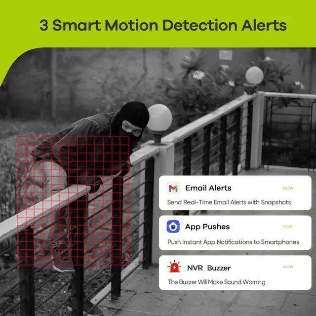 Alt view image 4 of 7 - SANNCE 4K POE Security Camera System - 8CH 8MP NVR Recorder with 4PCS 5MP Outdoor Bullet Surveillance Cameras, Power Over Ethernet, Easy Mobile Access with APP Alert(No HDD)