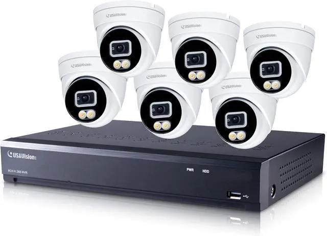 Main image of USA Vision SNVR Bundle Package, 6 Pieces R500 5MP Turret Camera + 8 CH SNVRL810 with 2TB HDD, UA-SNVRL810R500-2TB