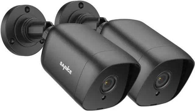 Main image of SANNCE Security Camera 1080P TVI 100 ft True Full Color Night Vision for Surveillance System, IP66 Weatherproof, 2 Warm Lights, BNC Cable & Adapter Included (2PCS Black)