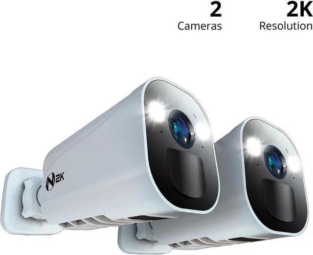 Alt view image 2 of 7 - Night Owl Wire Free 2K HD Indoor/Outdoor Deterrence Cameras with 2-Way Audio (2-Pack)
