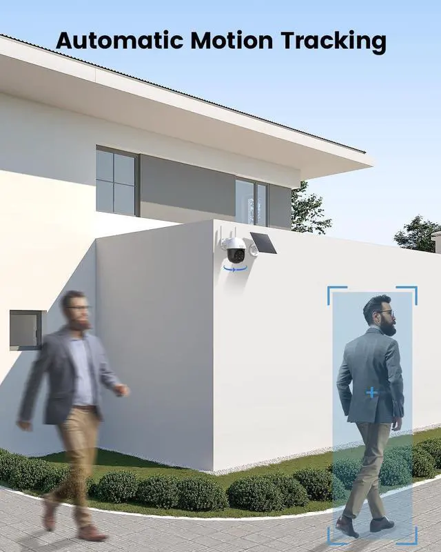 Alt view image 3 of 7 - Security Cameras Wireless Outdoor, Solar Powered, Panoramic PTZ, Auto Motion Tracking, True 2K, Color Night Vision, Spotlights, 2-Way Talk, 2 Pack