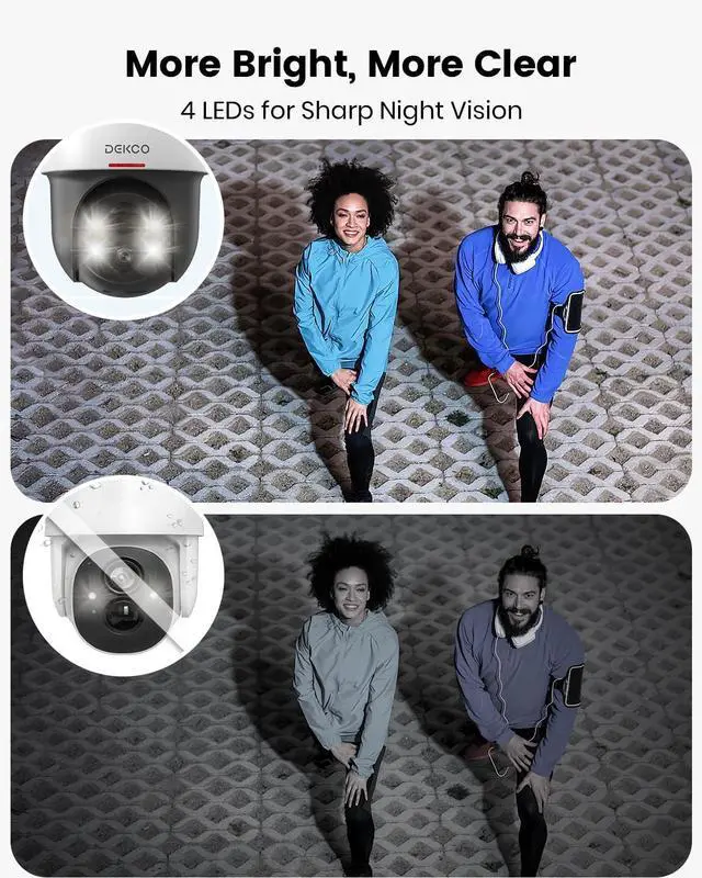 Alt view image 4 of 7 - Security Cameras Wireless Outdoor, Solar Powered, Panoramic PTZ, Auto Motion Tracking, True 2K, Color Night Vision, Spotlights, 2-Way Talk, 2 Pack