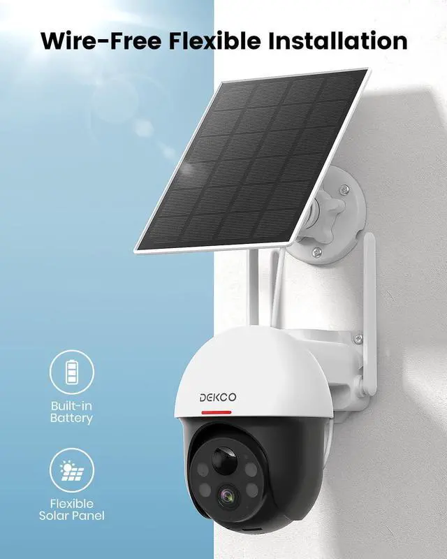 Alt view image 7 of 7 - Security Cameras Wireless Outdoor, Solar Powered, Panoramic PTZ, Auto Motion Tracking, True 2K, Color Night Vision, Spotlights, 2-Way Talk, 2 Pack