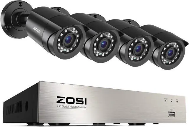 Main image of Gadpiparty ZOSI 3K Lite Security Camera System Indoor Outdoor,AI Human/Vehicle Detection,Night Vision,Remote Access,4pcs 1080P 1920TVL Weatherproof Surveillance Cameras,H.265+ 8CH CCTV DVR(NO HDD)