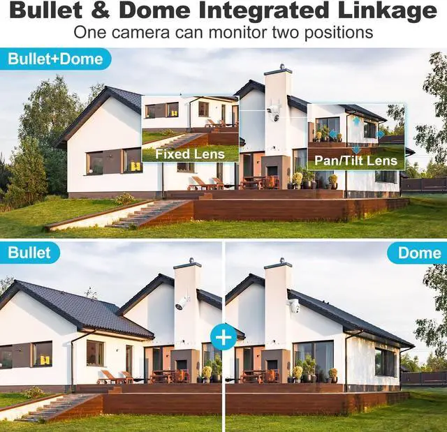 Alt view image 2 of 7 - PTZ WiFi Security Camera Outdoor with Dual Lens, CCTV Surveillance with Dual View, Cloud Storage Upgraded with Color Night, Auto Tracking Humanoid Detection [DC&PoE]