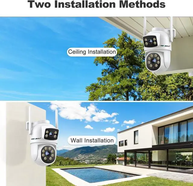 Alt view image 4 of 7 - PTZ WiFi Security Camera Outdoor with Dual Lens, CCTV Surveillance with Dual View, Cloud Storage Upgraded with Color Night, Auto Tracking Humanoid Detection [DC&PoE]