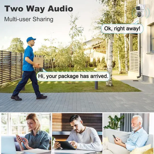 Alt view image 6 of 7 - PTZ WiFi Security Camera Outdoor with Dual Lens, CCTV Surveillance with Dual View, Cloud Storage Upgraded with Color Night, Auto Tracking Humanoid Detection [DC&PoE]