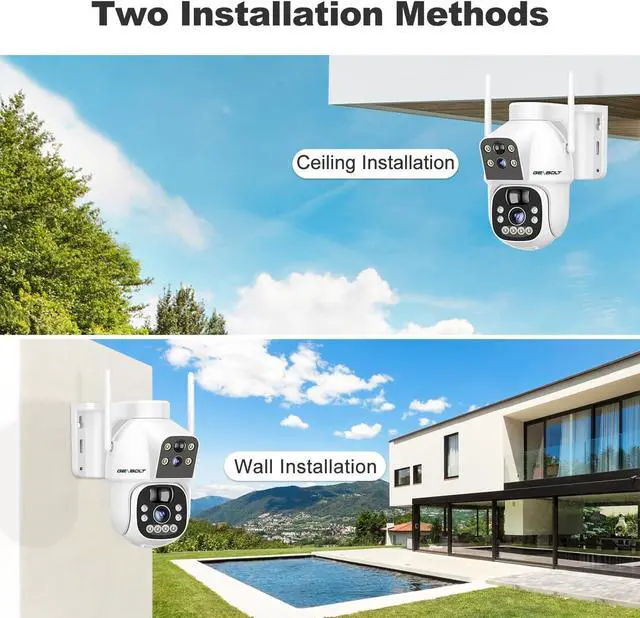 Alt view image 4 of 7 - GENBOLT Solar WiFi Security Camera Outdoor Wireless, 8W 15600mAh Battery Powered Home Surveillance Cam CCTV with Dual View, Dual Lens Spotlight IP Cam with Color Night, PIR Detection