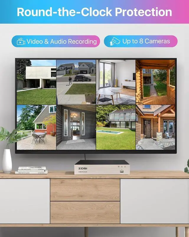 Alt view image 4 of 7 - Gadpiparty ZOSI 8CH 4PCS 1080P H.265+ Home Security Dome Camera System with 1TB HDD&Indoor Pan/Tilt Smart Security Camera,C518 2K 360 Degree Baby and Pet Monitor,2.4G/5G Dual-Band WiFi Home Cam with