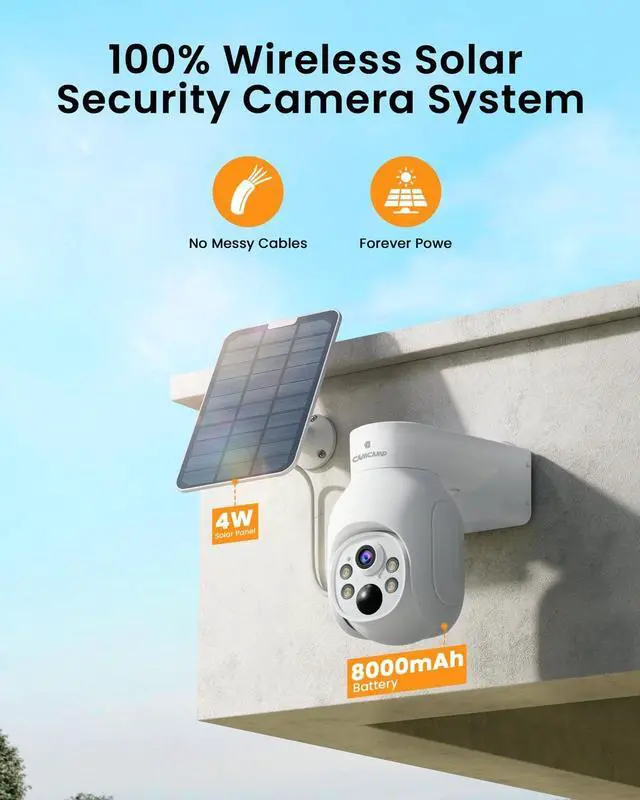 Alt view image 2 of 7 - Gadpiparty CAMCAMP Security Cameras Outdoor Wireless, Solar-Powered, 2K/4MP Home Security System with 10CH NVR & 500GB HDD, No Subscription