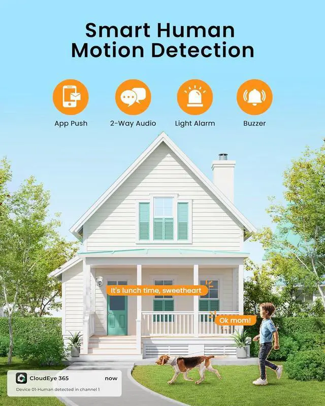 Alt view image 5 of 7 - Gadpiparty CAMCAMP Security Cameras Outdoor Wireless, Solar-Powered, 2K/4MP Home Security System with 10CH NVR & 500GB HDD, No Subscription