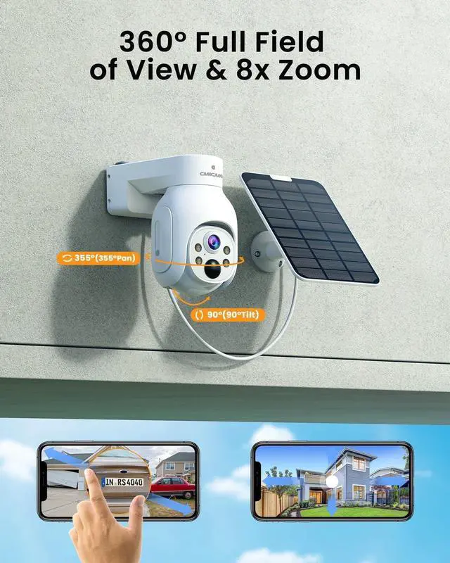 Alt view image 6 of 7 - Gadpiparty CAMCAMP Security Cameras Outdoor Wireless, Solar-Powered, 2K/4MP Home Security System with 10CH NVR & 500GB HDD, No Subscription