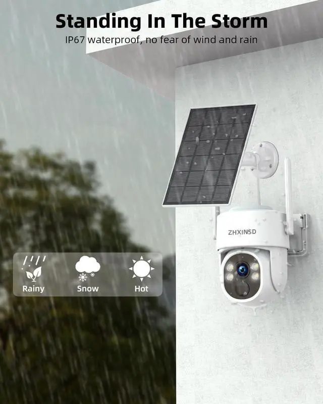 Alt view image 6 of 7 - Gadpiparty Solar Security Cameras System, Wireless Outdoor with 10" LCD Monitor, 4PCS 4MP Solar Powered PTZ Camera with Solar Panel for Home Security, 10 CH Expandable, Color Night Vision, 2-Way Audio
