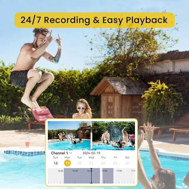 Alt view image 5 of 7 - Gadpiparty 8CH 5MP Security Camera System with Color Night Vision/Motion Detection, 4Pcs Wired PoE Cameras for Home Security Outdoors, 4K 8CH NVR with 2TB HDD for 24-7 Recording, Remote Access