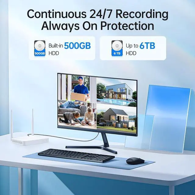 Alt view image 4 of 7 - Gadpiparty Camcamp Cameras for Home Security, 2-Way Audio Wireless Security Camera System, 1080P 4 Cam-Kit with 500GB HDD, Auto Tracking Color Night Vision 10CH Motion Detection Surveillance Security